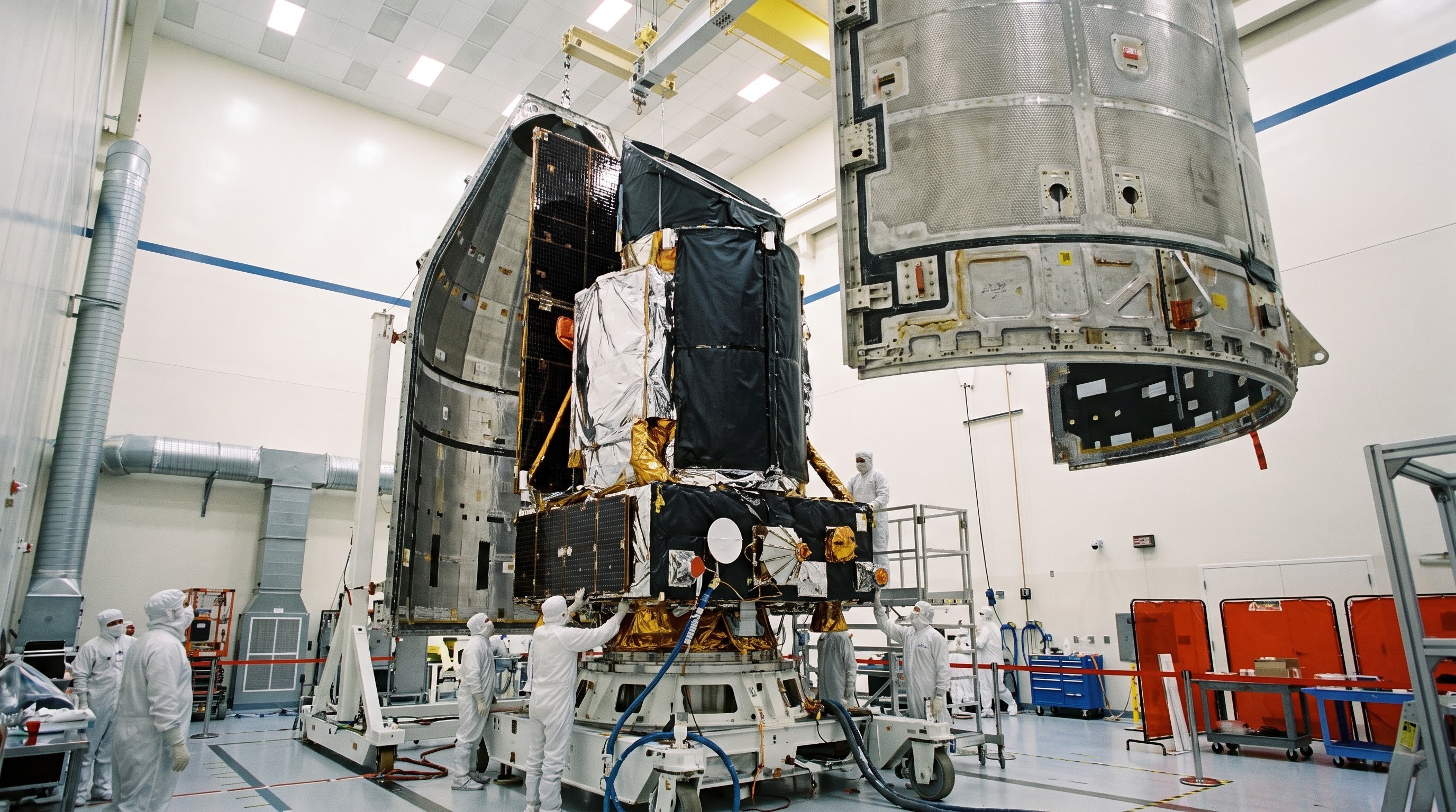 An illustrative shot of the observatory being encapsulated before launch Nancy Grace Roman Space Telescope encapsulated before launch at Kennedy Space Center