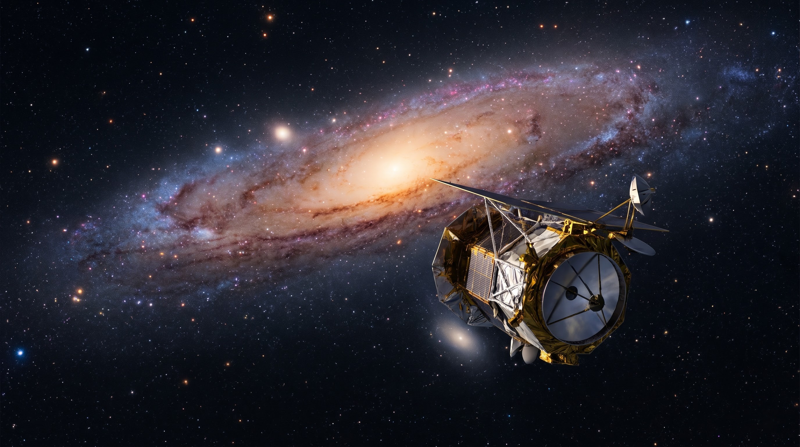 Illustration of the Roman Space Telescope in deep space Artist’s illustration of the Roman Space Telescope observing the Milky Way from deep space